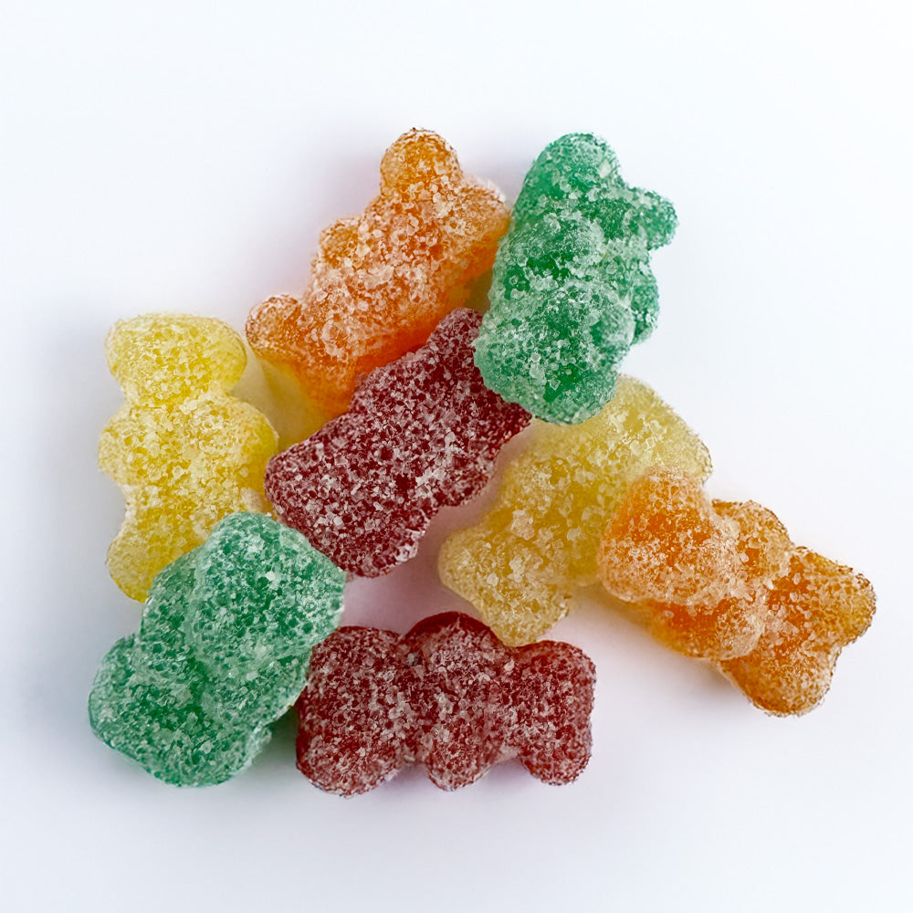 THC-gummibonbons i form av nallebjörnar med multifruktsmak